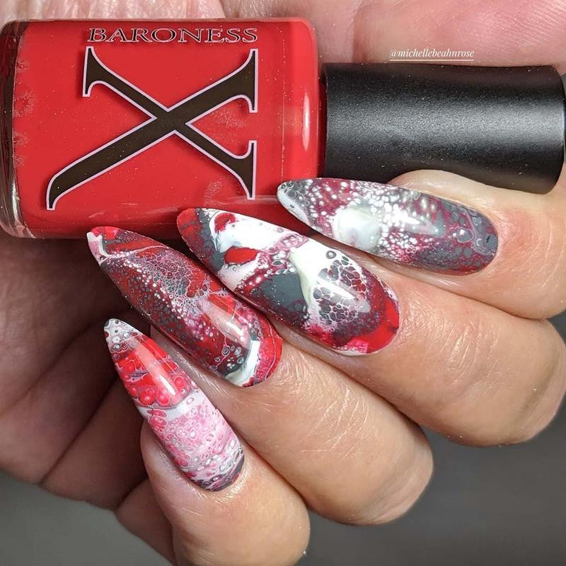 Down Comes the Blood - Fluid Art Polish by Baroness X