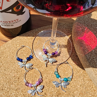 Dragonfly #5 Wine Charms | Gracie Jay & Co.