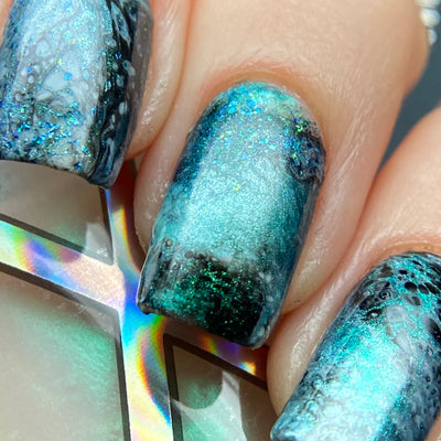 Aquarius Moondust - Fluid Art Polish - Aqua Green To Blue Shimmer by Baroness X