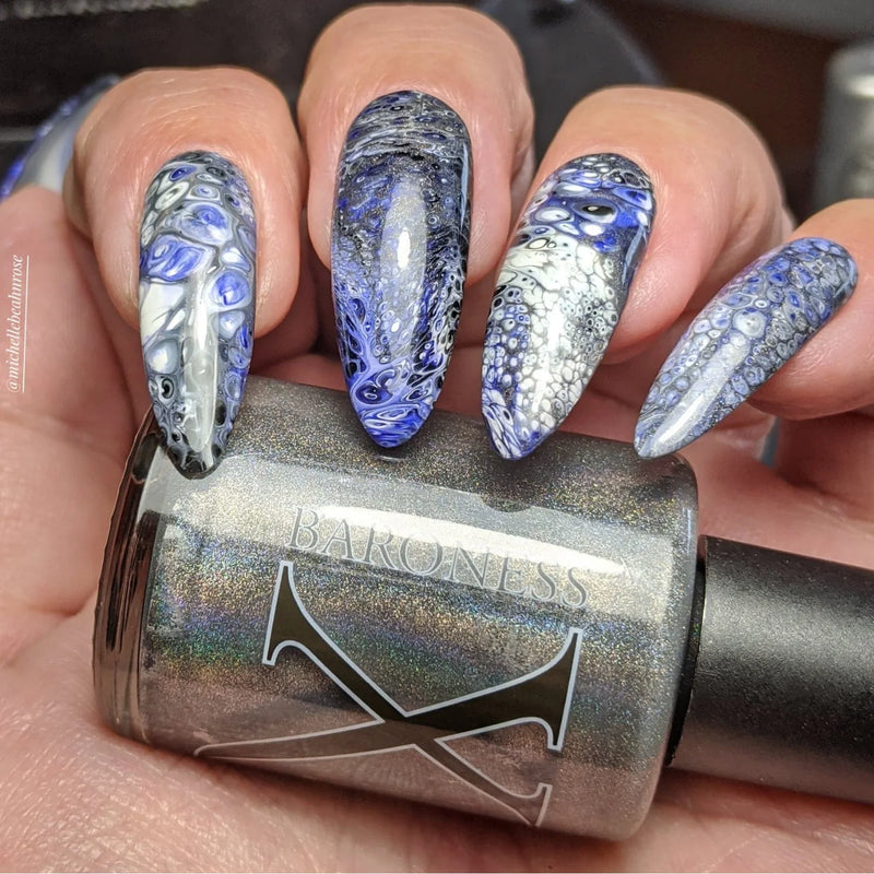 Hypnotic - Fluid Art Polish - Charcoal Holographic by Baroness X