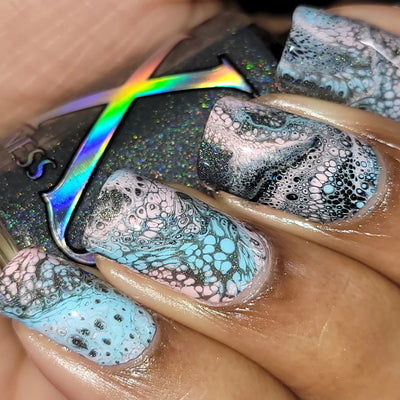 Hypnotic - Fluid Art Polish - Charcoal Holographic by Baroness X