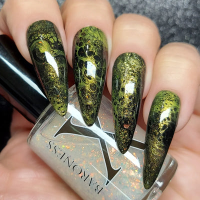 Trance - Fluid Art Polish - Copper To Gold To Green Flakie by Baroness X