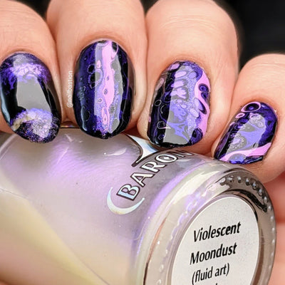 Violescent Moondust - Fluid Art Polish - Violet Shimmer In A Clear Base LE by Baroness X