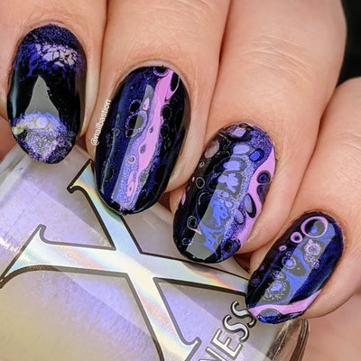 Violescent Moondust - Fluid Art Polish - Violet Shimmer In A Clear Base LE by Baroness X