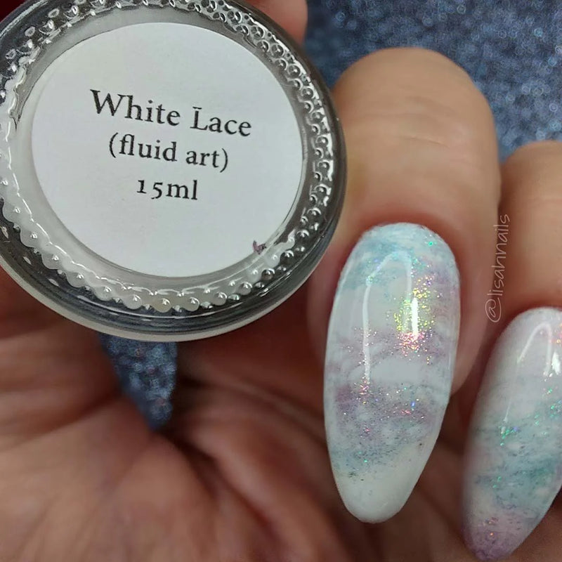 White Lace - Fluid Art Polish - Basic White by Baroness X